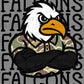 Falcons Camo Stacked Sports Mascot Ready to Press Transfer DTF Transfer Sublimation Transfer