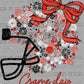 Game Day Football Helmet Floral Red Black Silver White Bow Flowers Sports Ready to Press Transfer DTF Transfer Sublimation Transfer