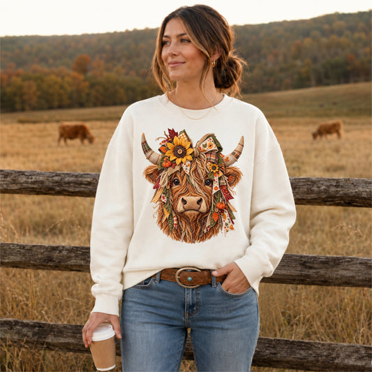 Sunflower Highland Cow Fall Ready to Press DTF Transfers Sublimation Transfers