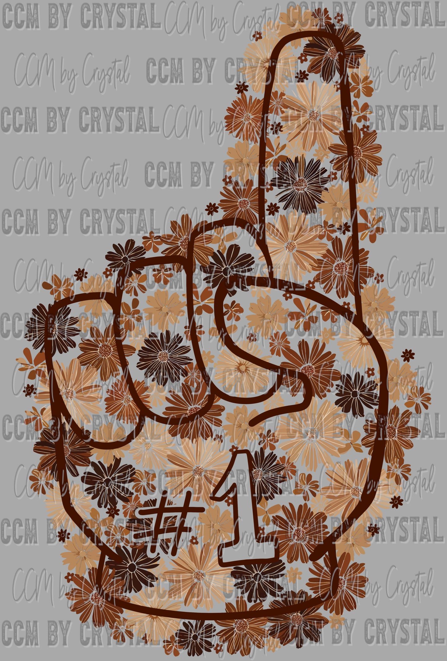 Fan Finger #1 Floral Flowers Sports Ready to Press Transfer DTF Transfer Sublimation Transfer