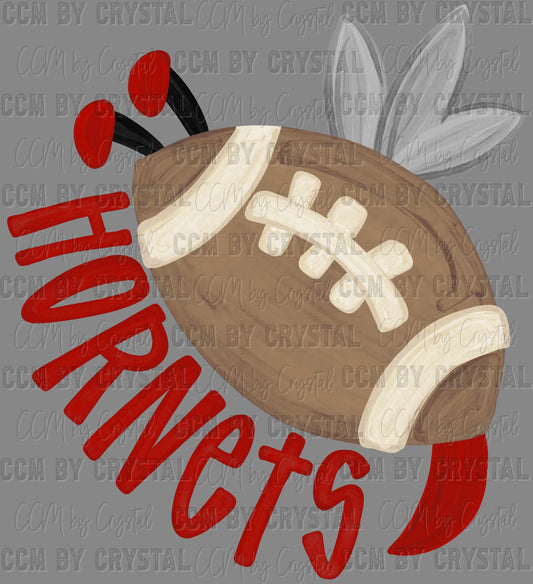 Hornets Football Red Sports Mascot Ready to Press Transfer DTF Transfer Sublimation Transfer