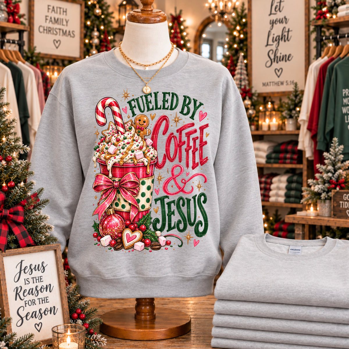 Coffee and Jesus Christmas Ready to Press DTF Transfers Sublimation Transfers