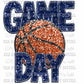 Game Day Basketball Faux Sequins Faux Embroidery Ready to Press Transfer