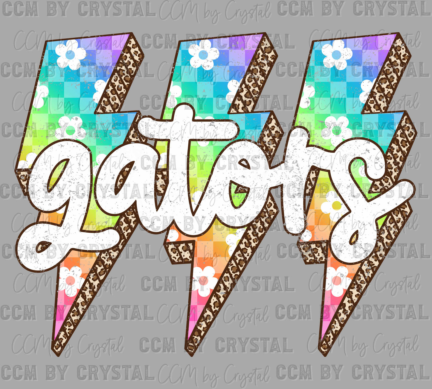 Gators Floral Lightning Bolts Mascot Ready to Press Transfer DTF Transfer Sublimation Transfer