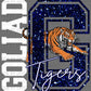 G Goliad Tigers Faux Glitter Ready to Press Instant Peel DTF Transfers