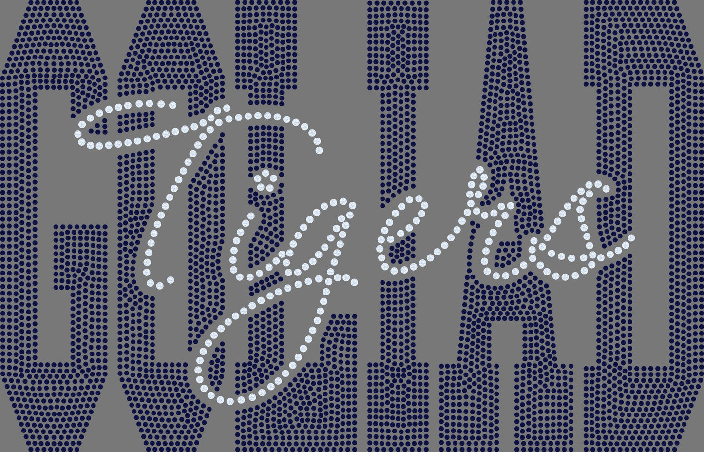Custom 2 Words  2-Color Approximately 11" wide Spangle Transfer