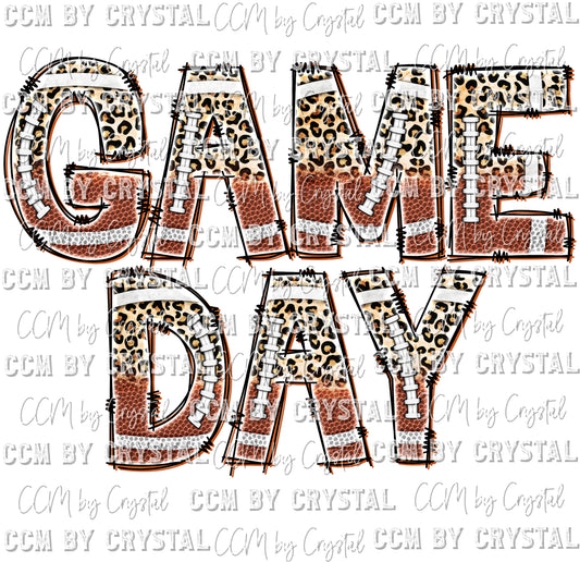 GAME DAY Leopard Print Football Ready to Press Transfer