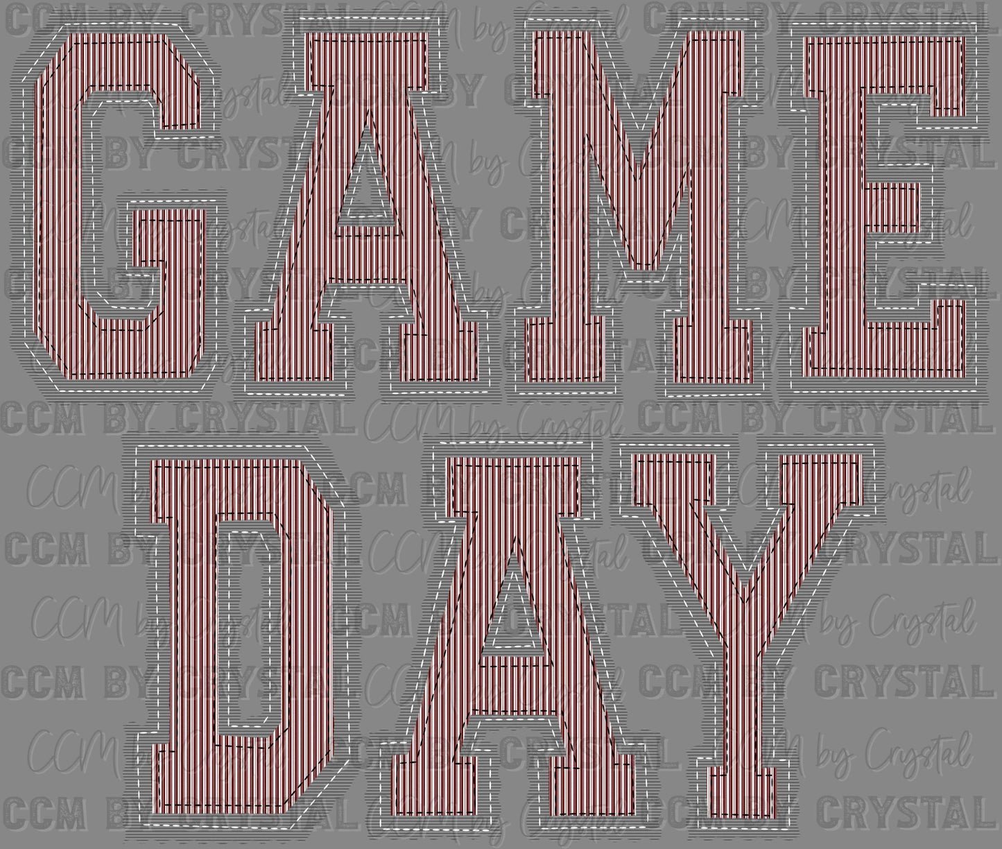 Game Day Faux Embroidery Maroon Grey Sports Mascot Ready to Press Transfer DTF Transfer Sublimation Transfer