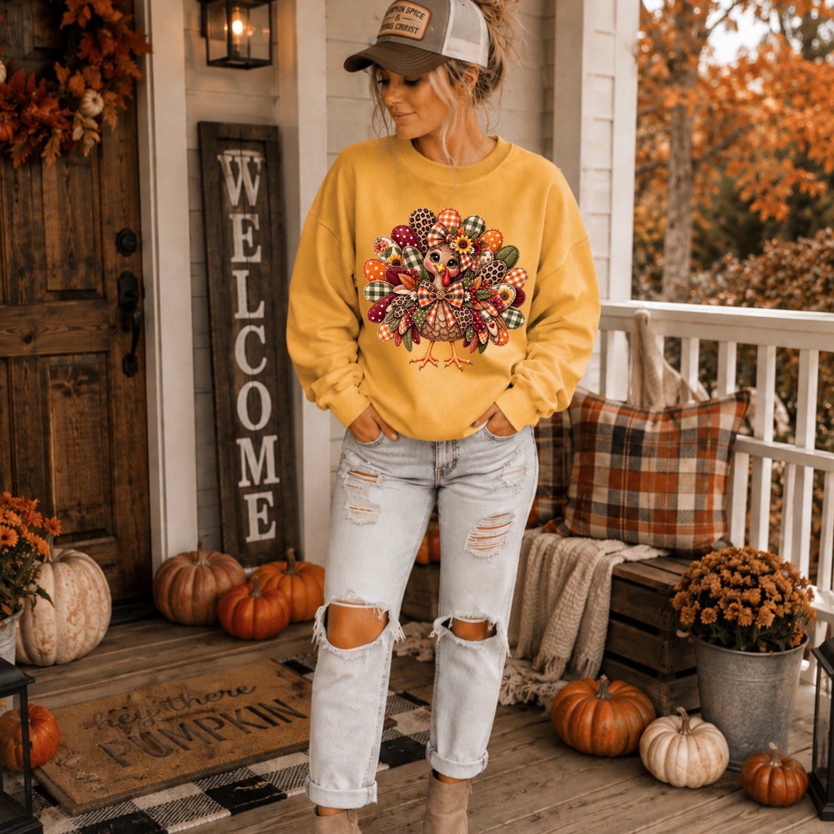 Girl Thanksgiving Turkey Fall Ready to Press DTF Transfers Sublimation Transfers