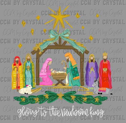 Glory to the Newborn King Manger Christianity Bow Ready to Press Transfer DTF Transfer Sublimation Transfer