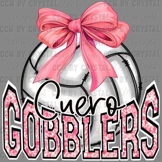 Cuero Gobblers Volleyball Pink Bow Sports Mascot Ready to Press Transfer DTF Transfer Sublimation Transfer