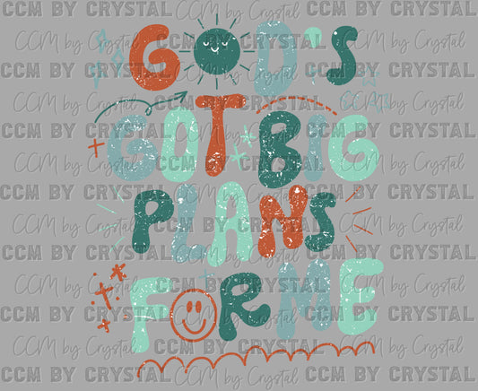 God's Got Big Plans for Me Crosses Christianity Sun Distressed Ready to Press Transfer DTF Transfer Sublimation Transfer