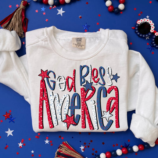 God Bless America USA 4th of July Ready to Press Transfer DTF Transfer Sublimation Transfer