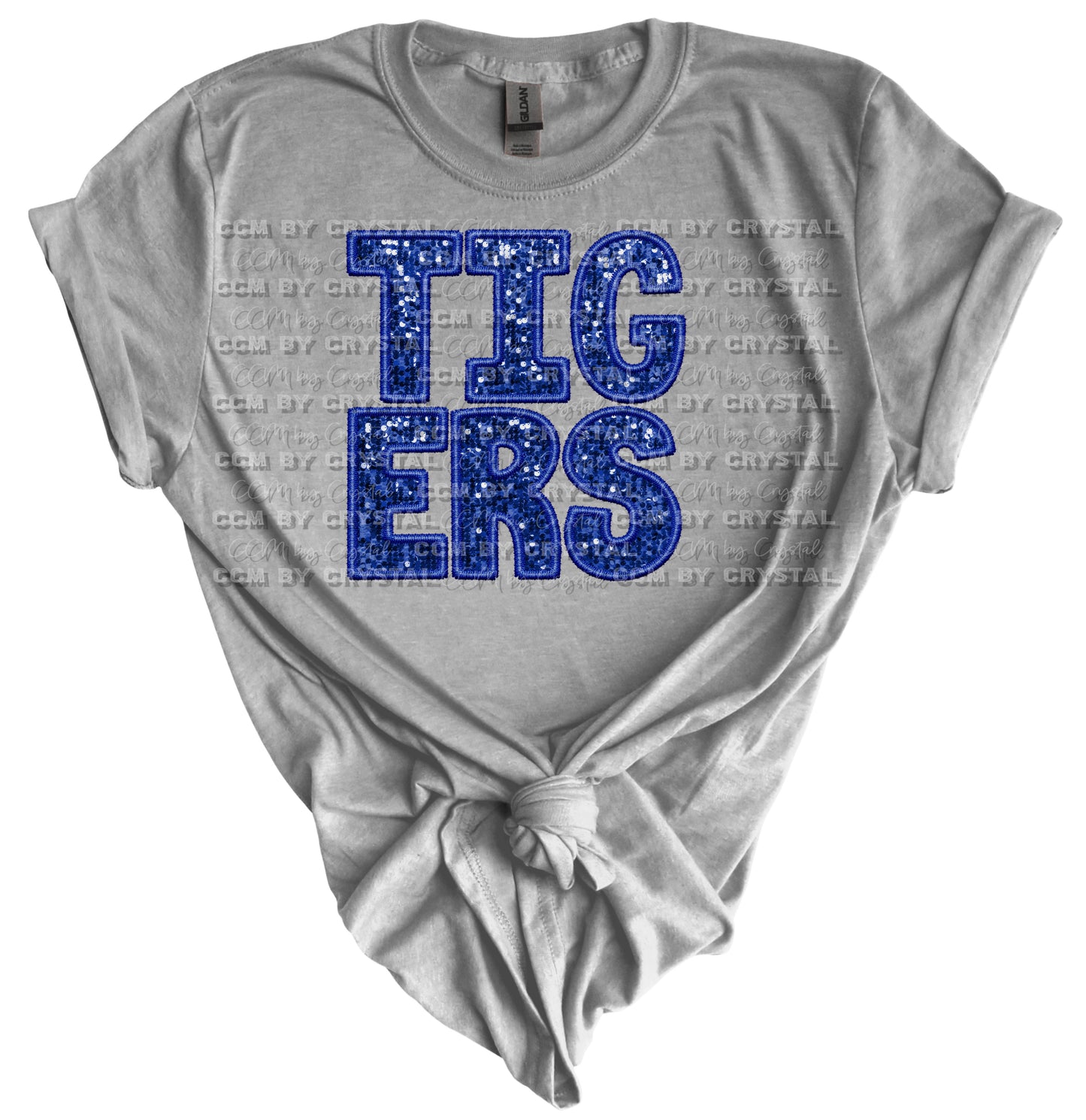 Goliad Tigers Blue Stacked Gildan Softstyle T-Shirt