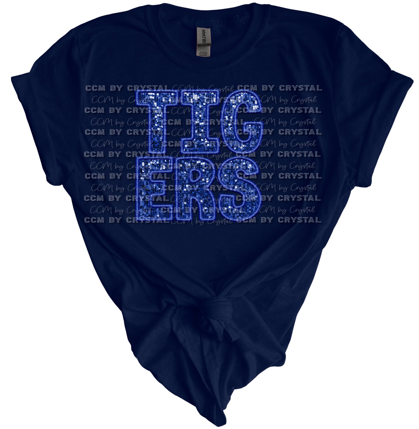 Goliad Tigers Blue Stacked Gildan Softstyle T-Shirt