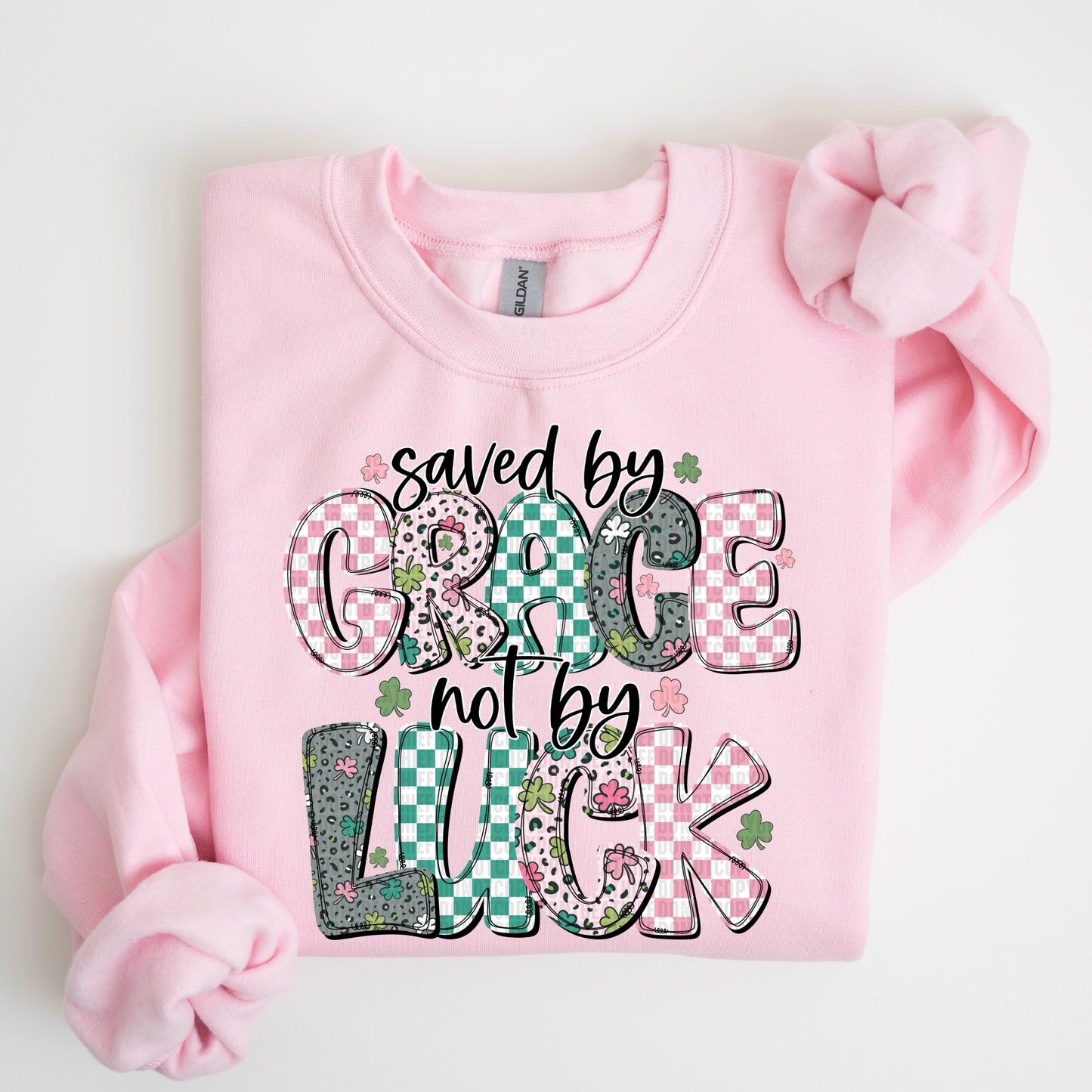 Saved by Grace Not by Luck St. Patrick's Day Ready to Press Transfer DTF Transfer Sublimation Transfer