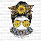 Grandma Life Messy Bun Sunflowers Print Ready to Press Transfer
