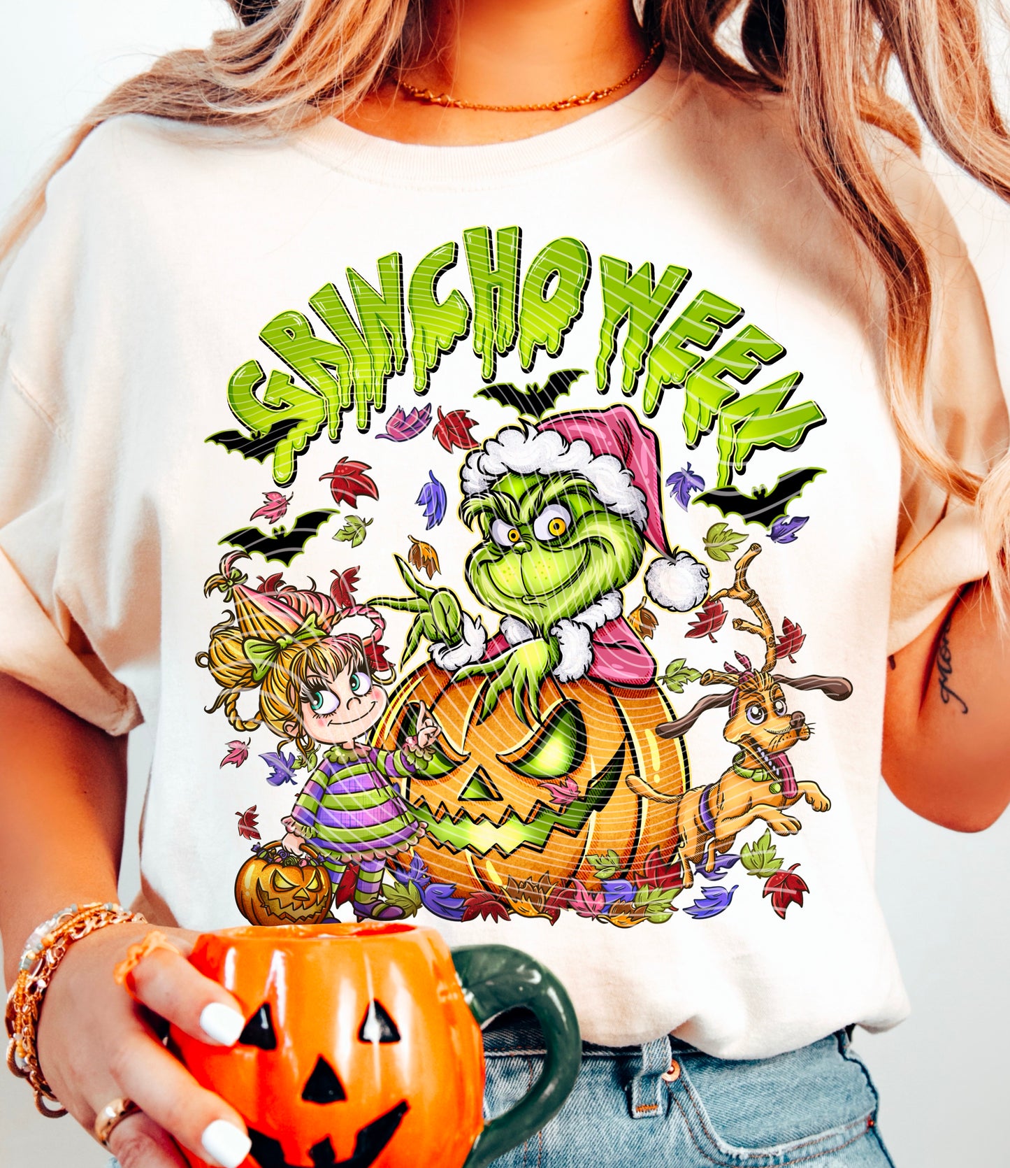 Spooky Green Guy Christmas Halloween Ready to Press Transfer DTF Transfer Sublimation Transfer
