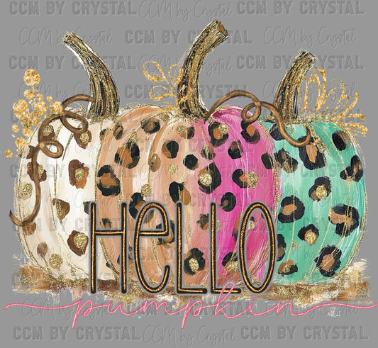 Hello Pumpkin Fall Thanksgiving Ready to Press Transfer DTF Transfer Sublimation Transfer