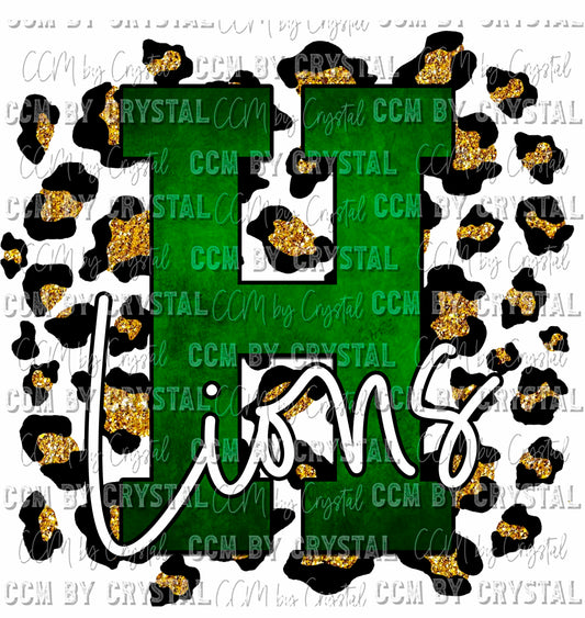 Hornets H Green Gold Leopard Ready To Press Transfer