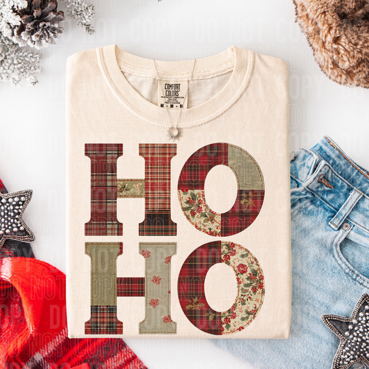 Ho Ho Christmas Patch Floral Ready to Press Transfer DTF Transfer Sublimation Transfer