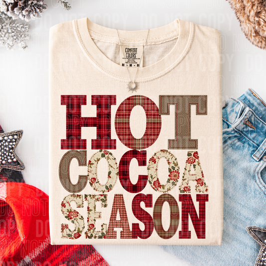 Hot Cocoa Season Christmas Patch Floral Ready to Press Transfer DTF Transfer Sublimation Transfer