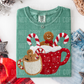 Hot Cocoa Christmas Gingerbread Men Candy Canes Faux Fake Yarn Ready to Press Transfer DTF Transfer Sublimation Transfer