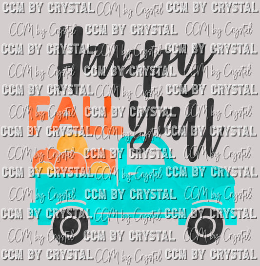 Happy Fall Yall Pumpkin Truck Ready to Press Transfer