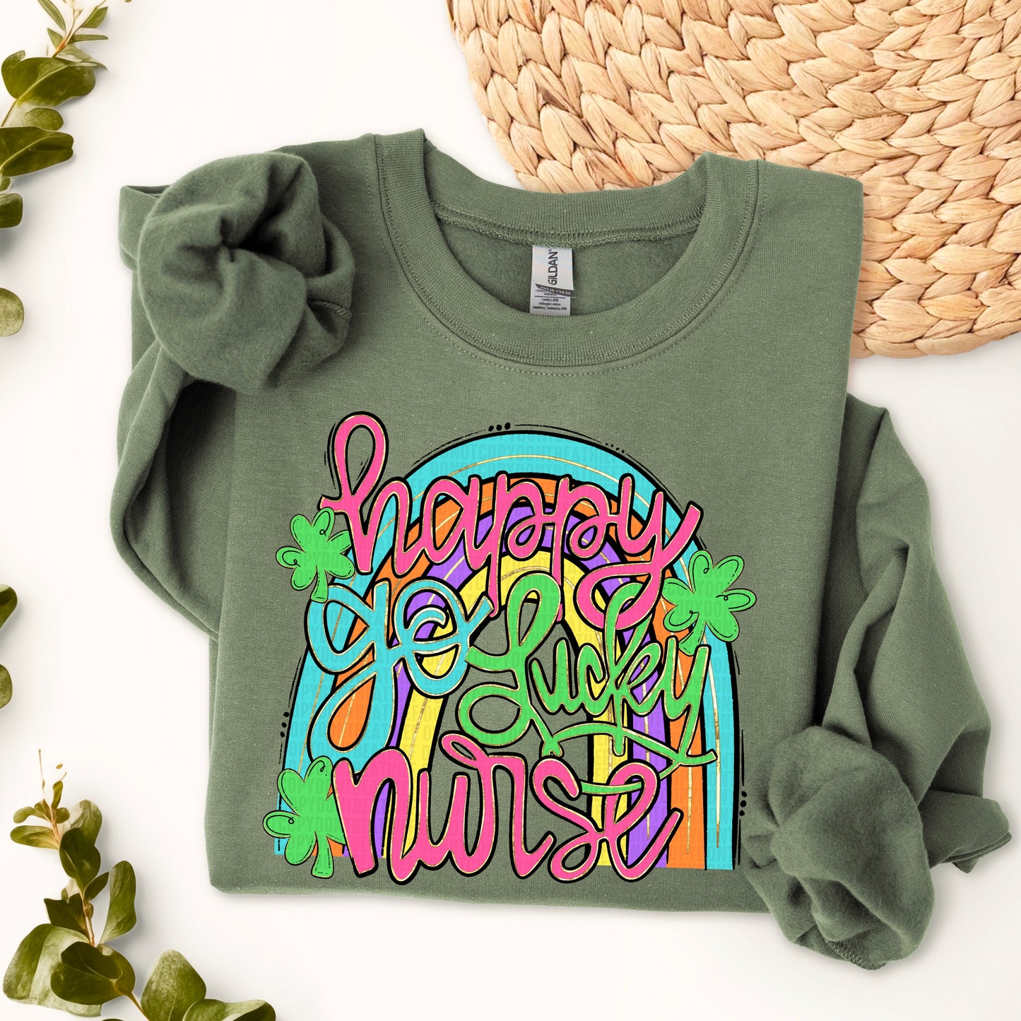 Happy Go Lucky Nurse St. Patrick's Day Ready to Press Transfer DTF Transfer Sublimation Transfer