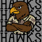 Hawks Camo Stacked Sports Mascot Ready to Press Transfer DTF Transfer Sublimation Transfer