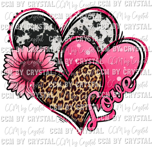 Hearts Valentine's Day Love Print Ready to Press Transfer