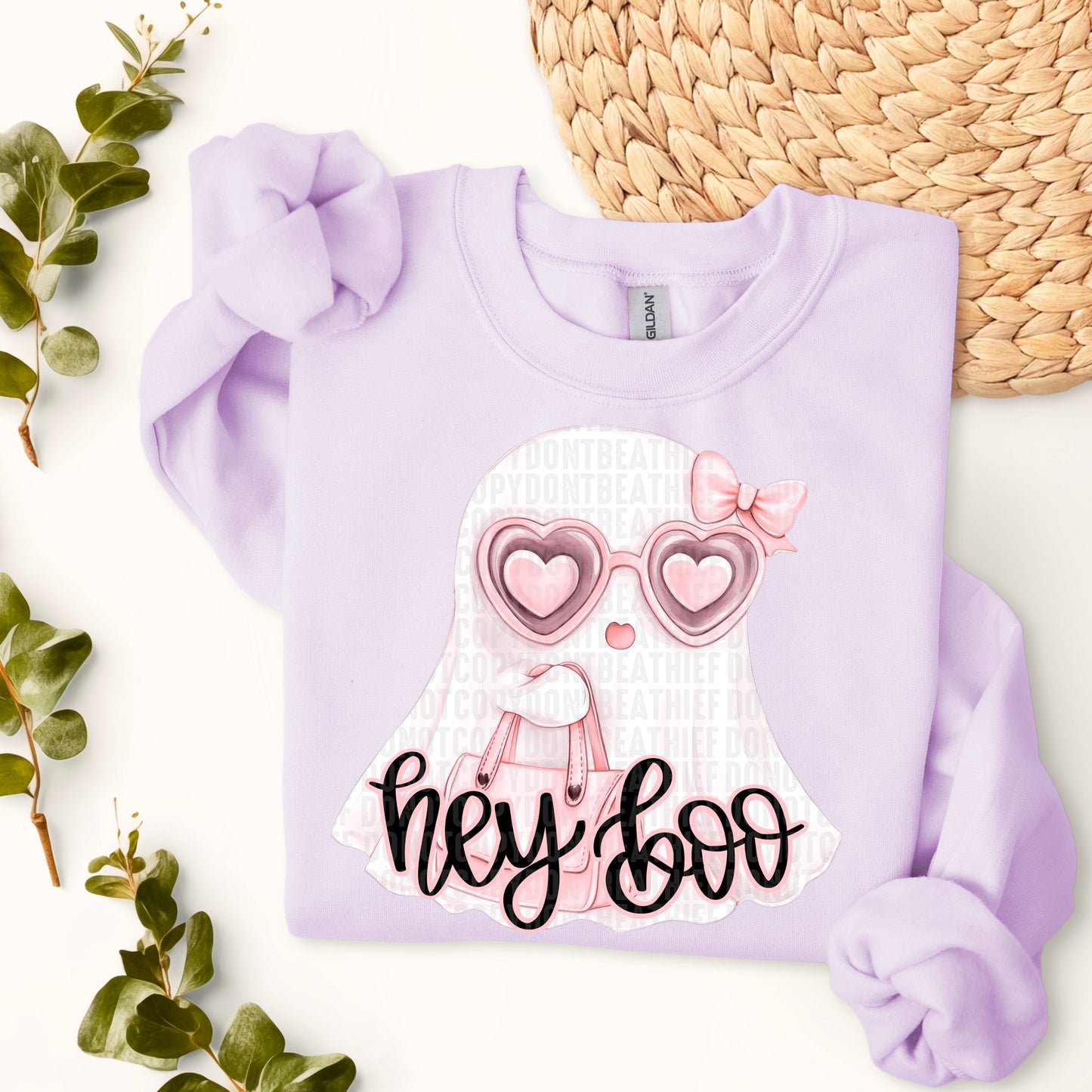 Hey Boo Ghost Halloween Ready to Press Transfer DTF Transfer