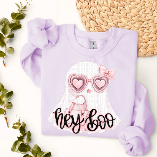 Hey Boo Ghost Halloween Ready to Press Transfer DTF Transfer