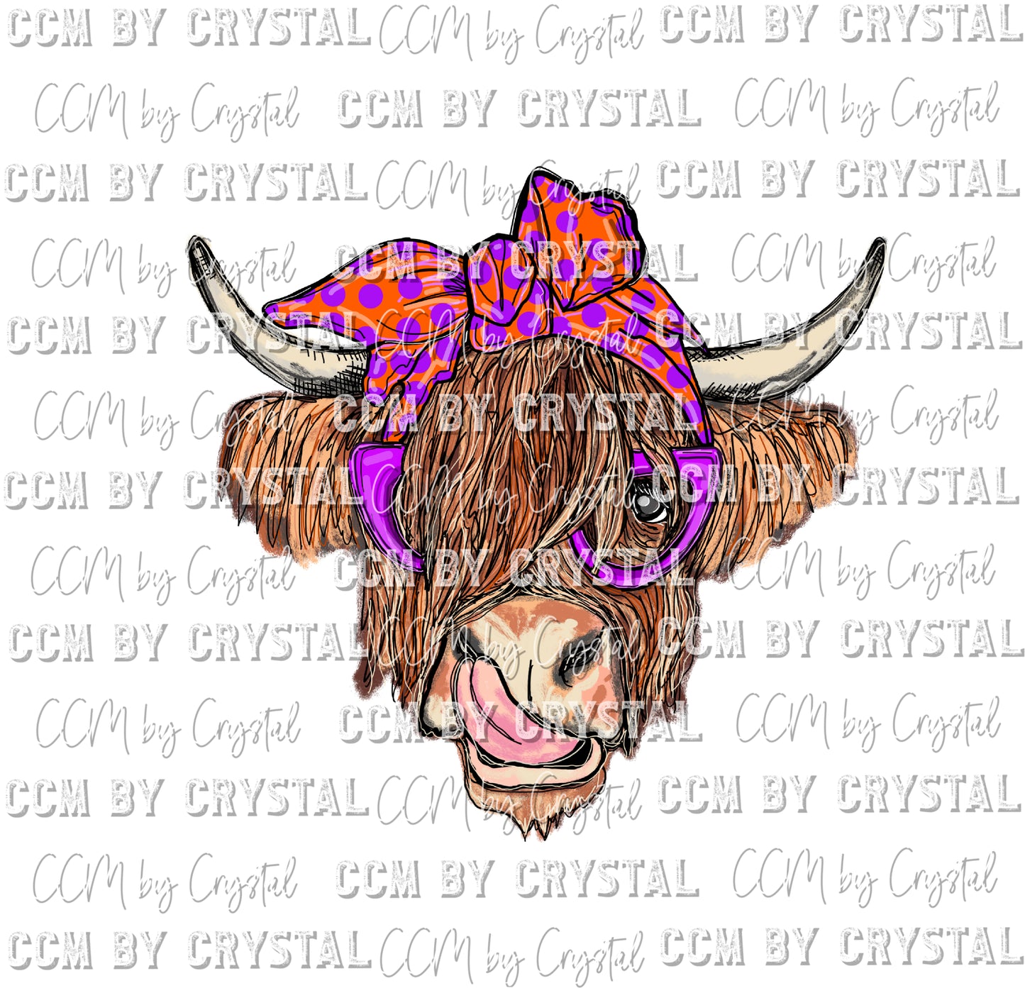 Highland Cow with Glasses Ready to Press Transfer