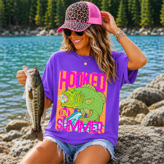 Hooked on Summer Fishing Ready to Press DTF Transfers Sublimation Transfers