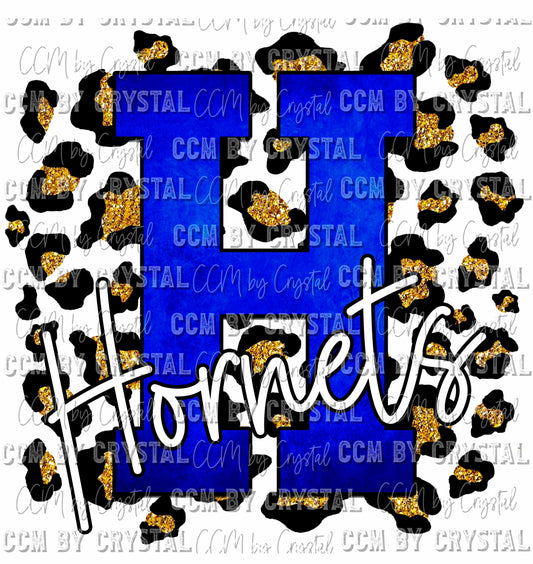 Hornets H Blue Gold Leopard Ready To Press Transfer