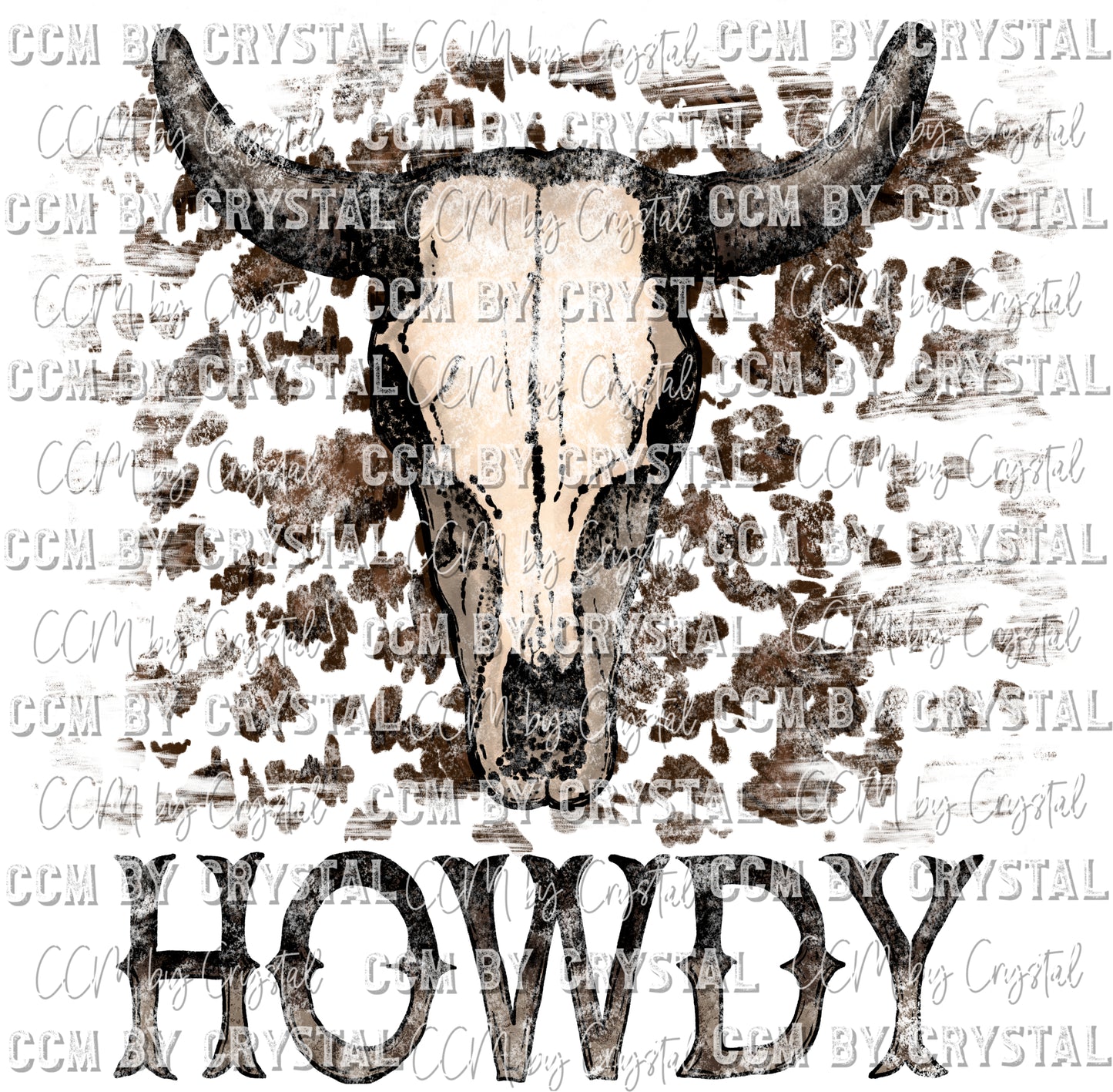 Howdy Cow Skull Print Ready to Press Transfer