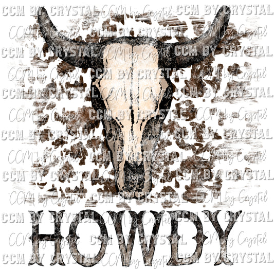 Howdy Cow Skull Print Ready to Press Transfer