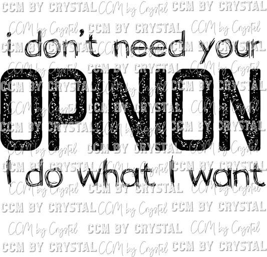 I Dont Need Your Opinion Ready to Press Transfer
