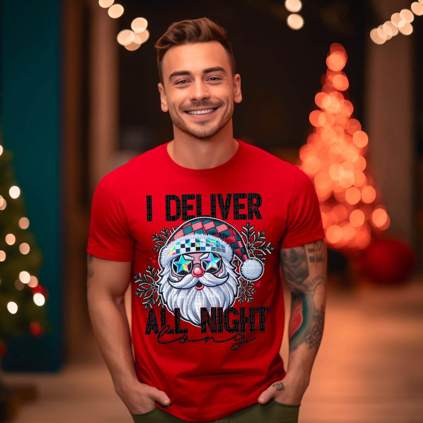 Christmas Santa I Deliver All Night Ready to Press Transfer DTF Transfer Sublimation Transfer