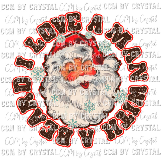 I Love a Man with a Beard Santa Christmas Ready to Press Transfer