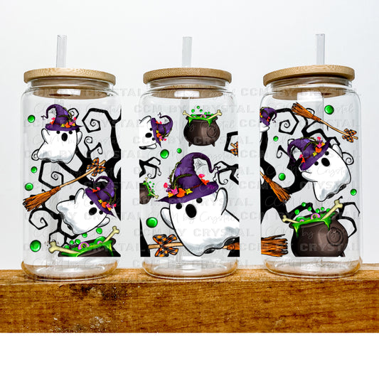 Halloween UV DTF Transfer 16oz Libby Glass Can Wrap Ready to Apply