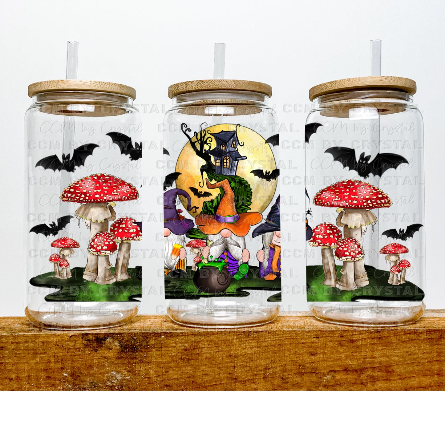 Halloween UV DTF Transfer 16oz Libby Glass Can Wrap Ready to Apply