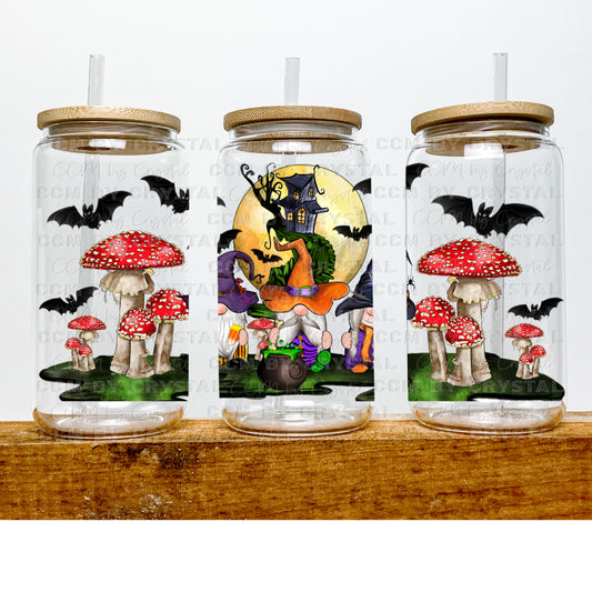 Halloween UV DTF Transfer 16oz Libby Glass Can Wrap Ready to Apply