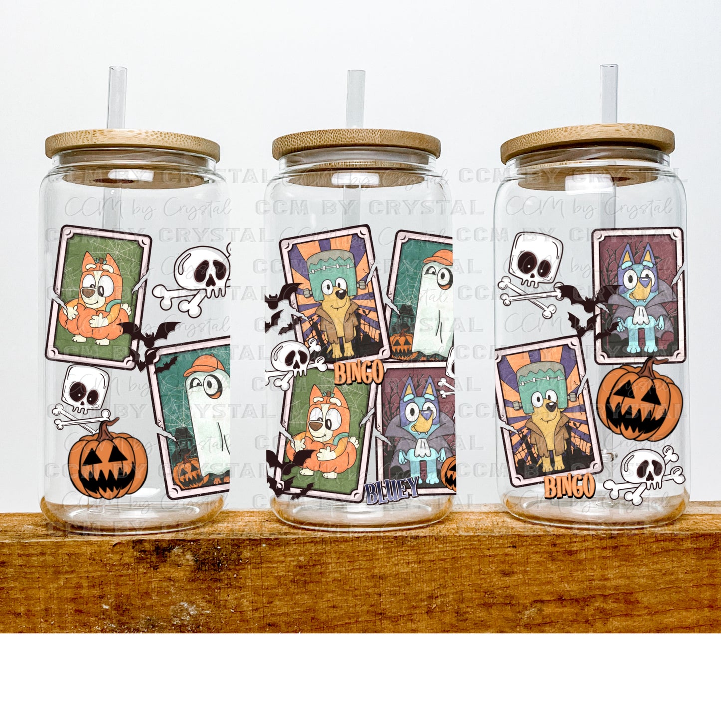 Halloween UV DTF Transfer 16oz Libby Glass Can Wrap Ready to Apply
