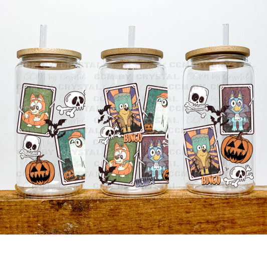 Halloween UV DTF Transfer 16oz Libby Glass Can Wrap Ready to Apply