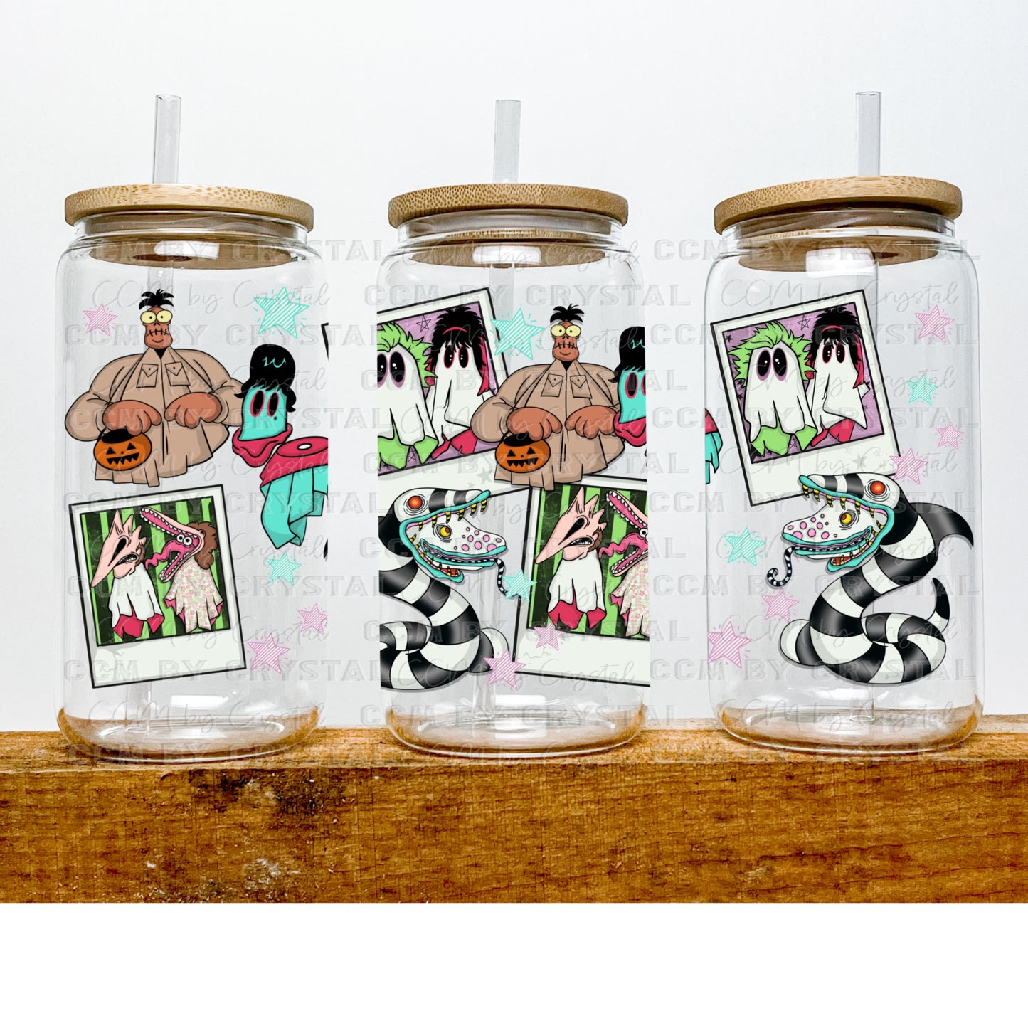 Halloween UV DTF Transfer 16oz Libby Glass Can Wrap Ready to Apply