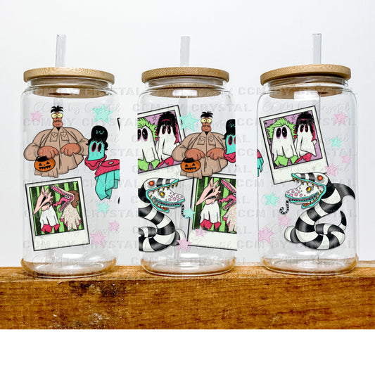 Halloween UV DTF Transfer 16oz Libby Glass Can Wrap Ready to Apply