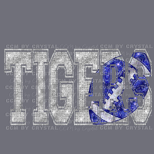 Tigers Football Faux Sequins Mascot PNG Digital File ONLY