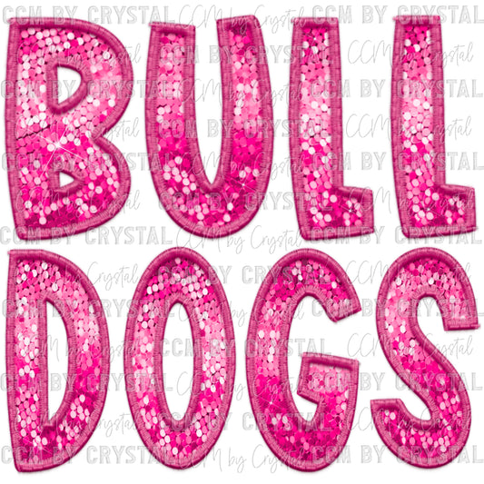 Bulldogs Pink Out Breast Cancer Awareness Faux Embroidery Faux Sequins Ready to Press Transfer